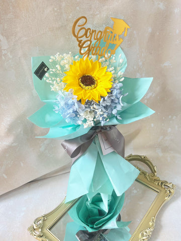 (番梘花)畢業花束系列—單枝太陽花 乾燥花束 向日葵