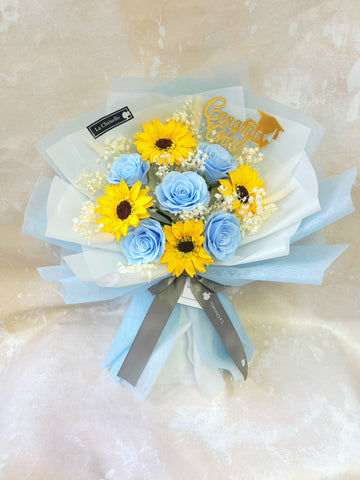 (番梘花)畢業花束系列—追逐夢想 太陽花 玫瑰花 乾燥花束