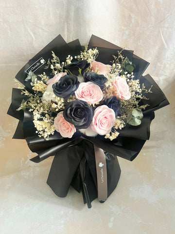 (番梘花)Black + Pink 番梘玫瑰花 乾燥花束  生日花束