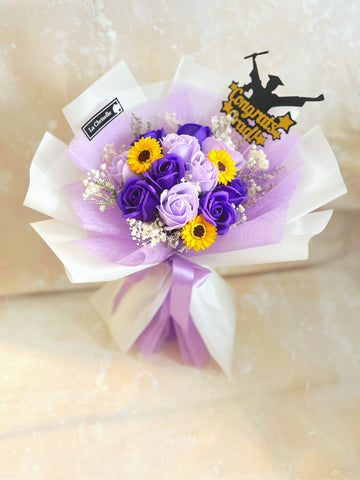 璀璨前程-畢業花束系列—太陽花 玫瑰花 乾燥花束