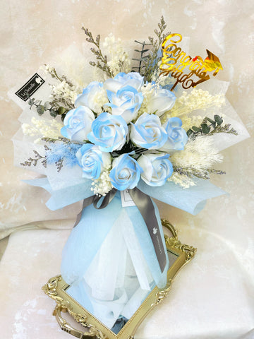 (番梘花)畢業花束系列—漸變畢業玫瑰花 乾燥花束