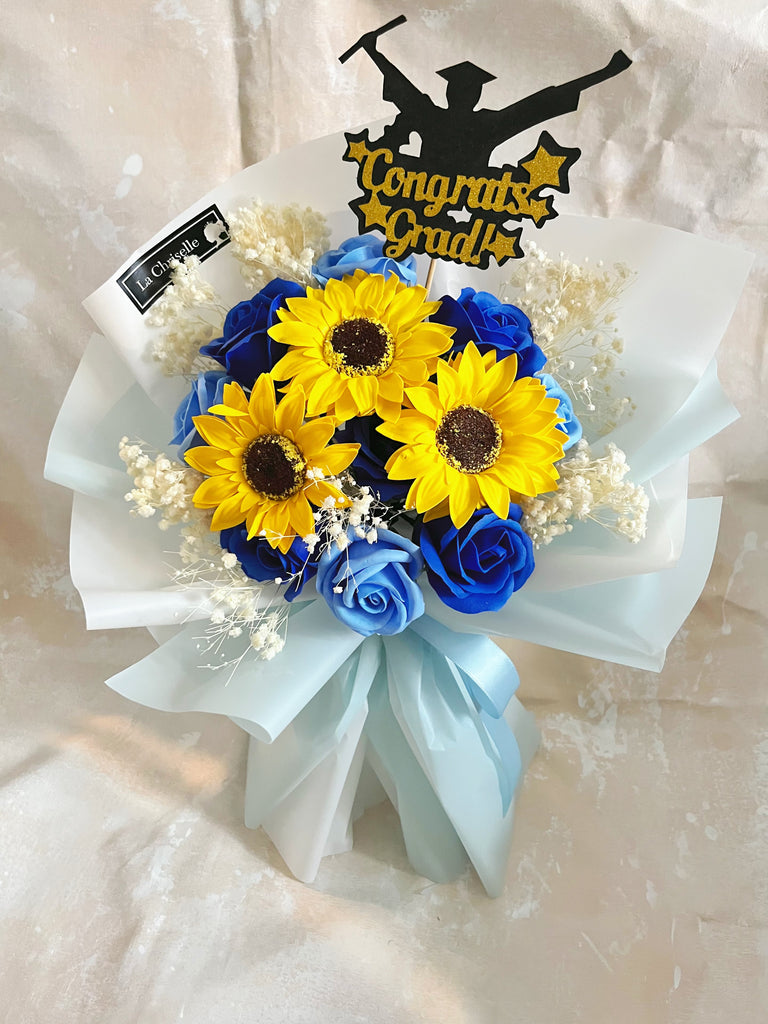 (番梘花) 晴朗畢業天-畢業花束系列—太陽花 玫瑰花 乾燥花束