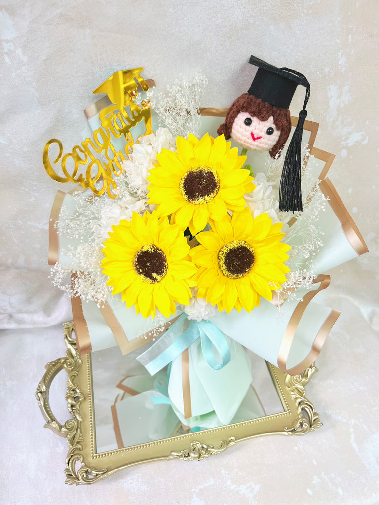 (番梘花)畢業小女孩-畢業花束系列畢業太陽花花束  小學畢業 幼稚園畢業  中學畢業