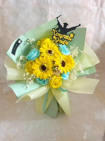 (番梘花) 青春畢業式-畢業花束系列—太陽花 玫瑰花 乾燥花束