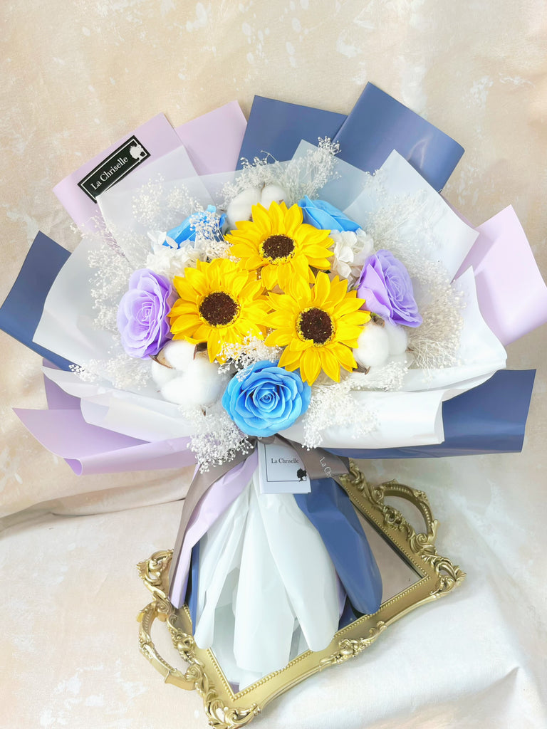 (番梘花)畢業花束系列—樂天 太陽花 乾燥花束 向日葵 玫瑰
