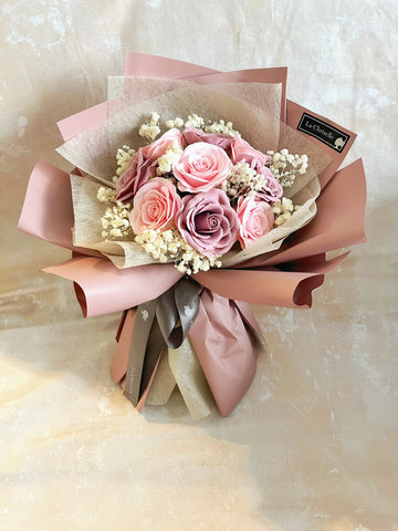 (番梘花)浪漫的一天 番梘玫瑰花 乾燥花束  生日花束