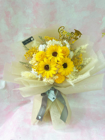 畢業花束系列—美好前程 番梘太陽花 乾燥花束