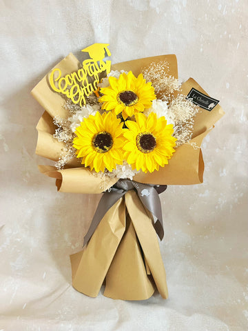 (番梘花) 我們的畢業禮-畢業花束系列—太陽花 乾燥花束