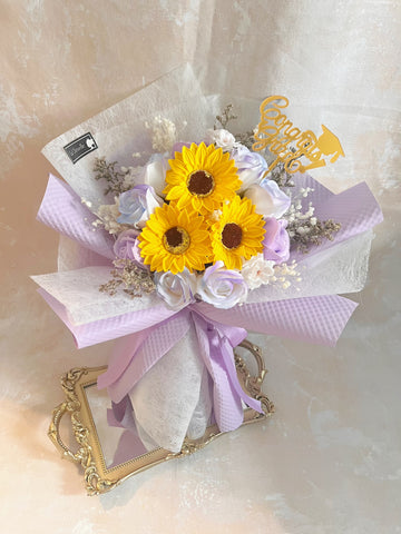 (番梘花)畢業花束系列—畢業典禮 太陽花 玫瑰花 乾燥花束