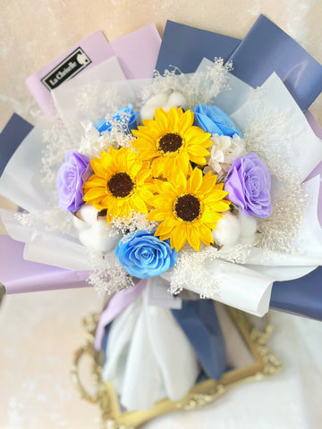 (番梘花)畢業花束系列—樂天 太陽花 乾燥花束 向日葵 玫瑰