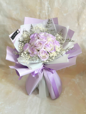 (番梘花)畢業花束系列—紫仙子 漸變紫畢業玫瑰花 乾燥花束