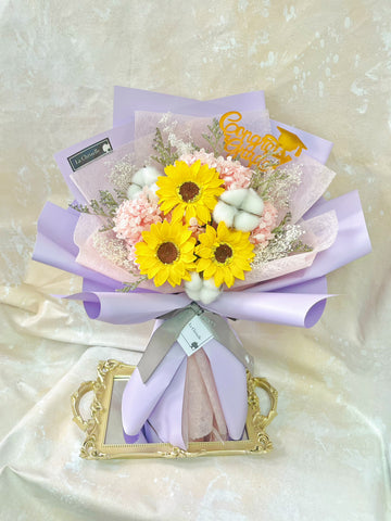 (番梘花)畢業花束系列—晴天 太陽花 乾燥花束 向日葵