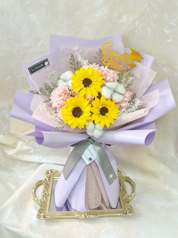 (番梘花)畢業花束系列—晴天 太陽花 乾燥花束 向日葵