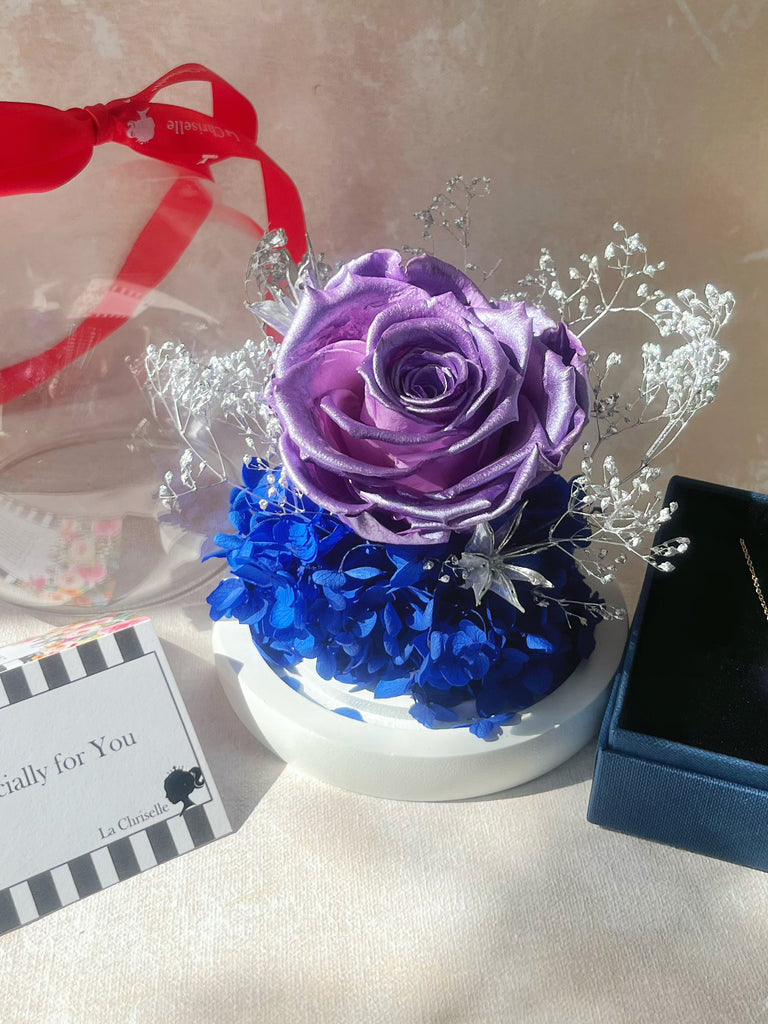 閃爍玫瑰夢幻紫- 夢幻水晶球保鮮花 sparkling rose Crystal Ball Preserved Flowers