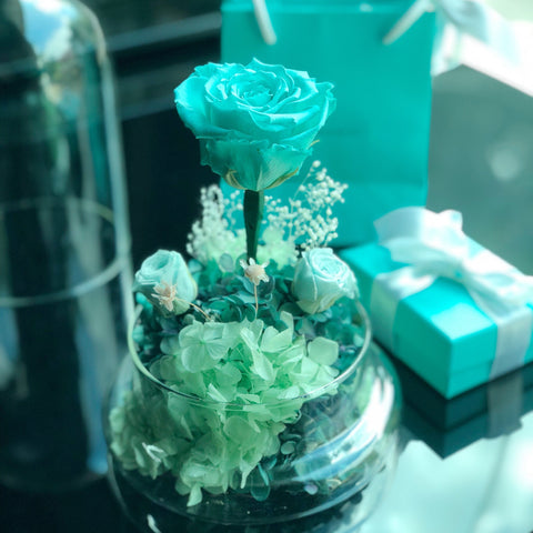(最𣈱銷)(情人節預訂)Tiffany Blue 玫瑰花園保鮮花永生花禮 Mint Green Preserved Flowers