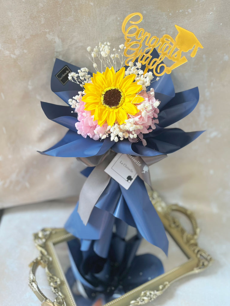番梘花)畢業花束系列—單枝太陽花 乾燥花束 向日葵