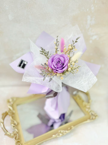 小驚喜-浪漫紫單枝玫瑰花束保鮮瑰花束 永生花  Mini Surprise Preserved Rose Bouquet