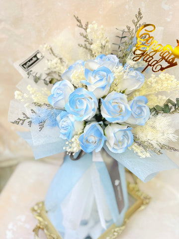 (番梘花)畢業花束系列—漸變畢業玫瑰花 乾燥花束