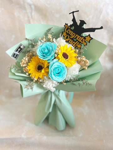 (番梘花) 美好回憶-畢業花束系列—太陽花 玫瑰花 乾燥花束