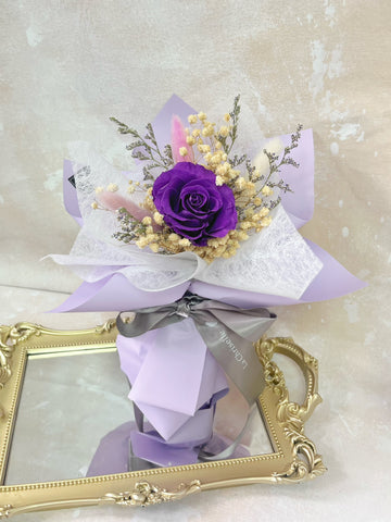 （元宵優惠）小驚喜-深情紫單枝玫瑰花束保鮮瑰花束 永生花  Mini Surprise Preserved Rose Bouquet