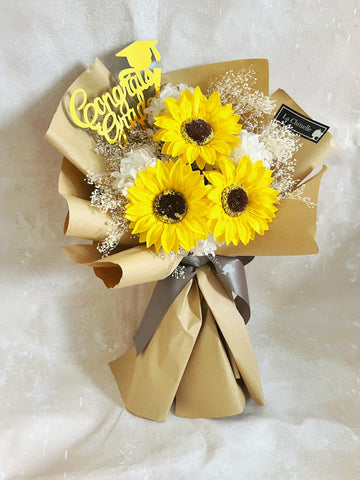 (番梘花) 我們的畢業禮-畢業花束系列—太陽花 乾燥花束