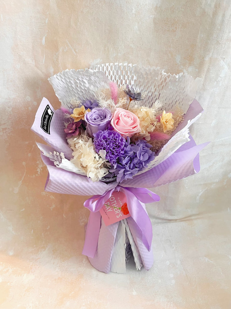母親節花束系列-偉大媽媽3枝保鮮玫瑰花+康乃馨