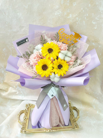 (番梘花)畢業花束系列—晴天 太陽花 乾燥花束 向日葵