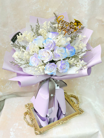 (番梘花)畢業花束系列—夢幻畢業玫瑰花 乾燥花束