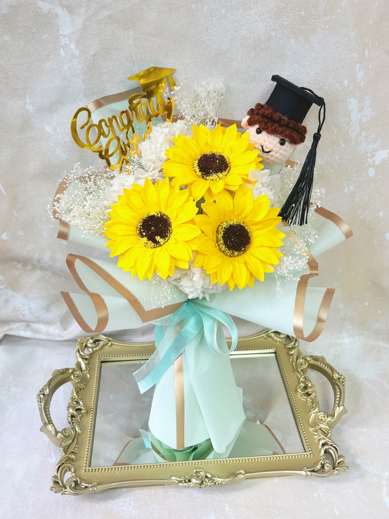 (番梘花)畢業小男孩-畢業花束系列畢業太陽花花束   小學畢業 幼稚園畢業  中學畢業