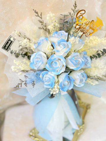 (番梘花)畢業花束系列—漸變畢業玫瑰花 乾燥花束