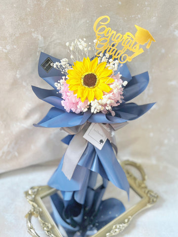 番梘花)畢業花束系列—單枝太陽花 乾燥花束 向日葵