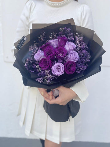 11 枝完美情人節 保鮮玫瑰花束|保鮮花 永生花生日花束 11 Purple roses Bouquet