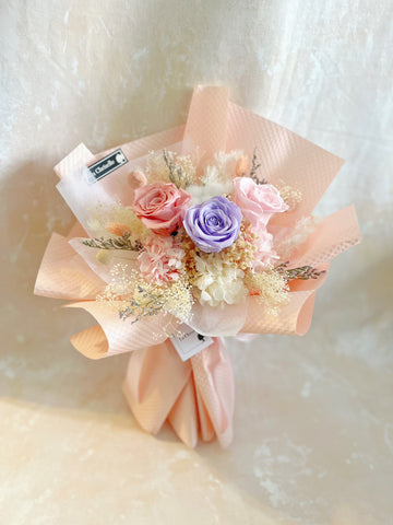 3 枝保鮮玫瑰花束|保鮮花 永生花生日花束 pink red preserved flower bouquet