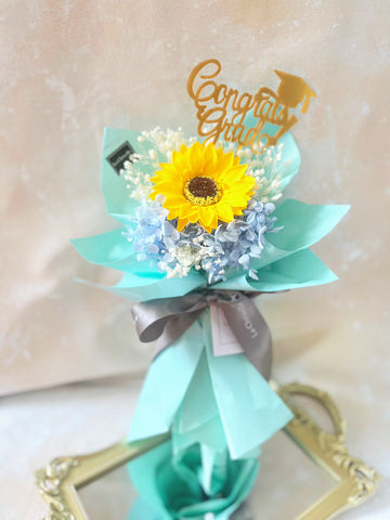 (番梘花)畢業花束系列—單枝太陽花 乾燥花束 向日葵