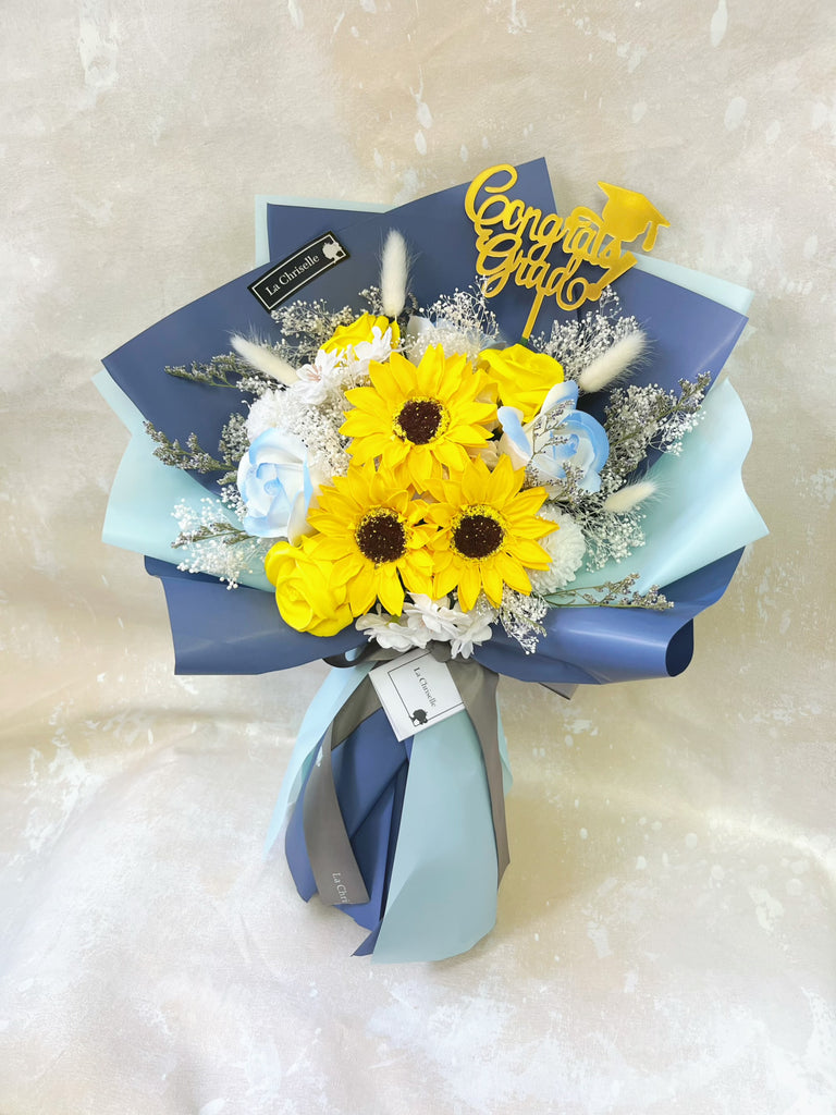 (番梘花)畢業花束系列—畢業夢 太陽花 玫瑰花 乾燥花束