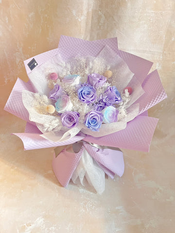 只會深愛你 9 枝漸變色保鮮玫瑰花束|保鮮花 永生花生日花束