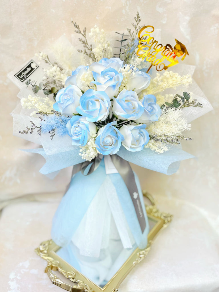 (番梘花)畢業花束系列—漸變畢業玫瑰花 乾燥花束