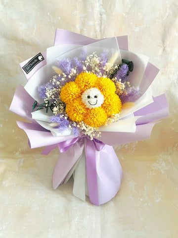 (番梘花) 畢業花束系列—笑臉迎人 番梘乒乓菊乾燥花束