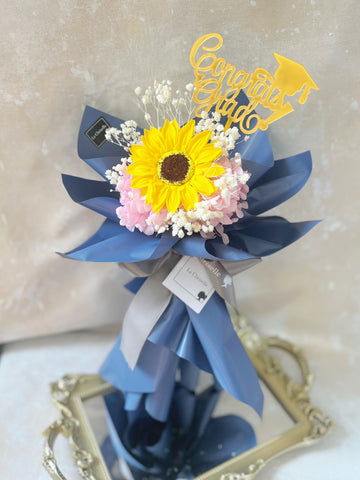 番梘花)畢業花束系列—單枝太陽花 乾燥花束 向日葵