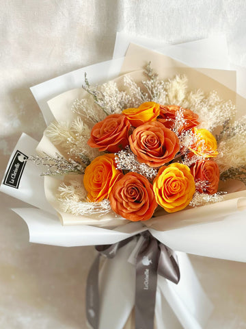 (番梘花)畢業花束系列—紅日 畢業玫瑰花 乾燥花束