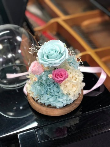 藍天與白雲 水晶球保鮮花 永生花 preserved flowers