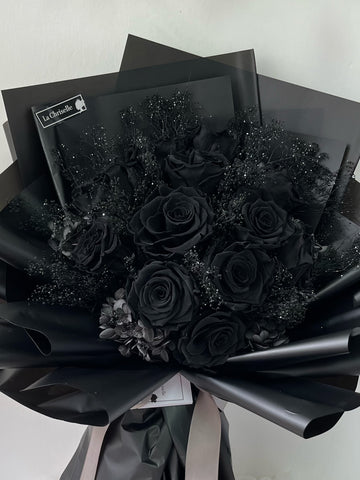 黑色保鮮玫瑰保鮮花束  永生花束All Black Preserved Rose Bouquet