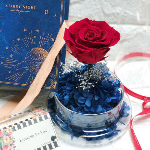 (有現貨)星空中的玫瑰保鮮花禮 永生花  玻璃罩 花瓶 Starry Night Preserved Flower Vase