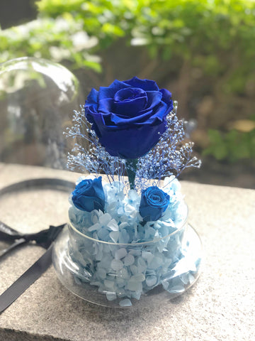 藍色大玫瑰花園保鮮花禮 永生花