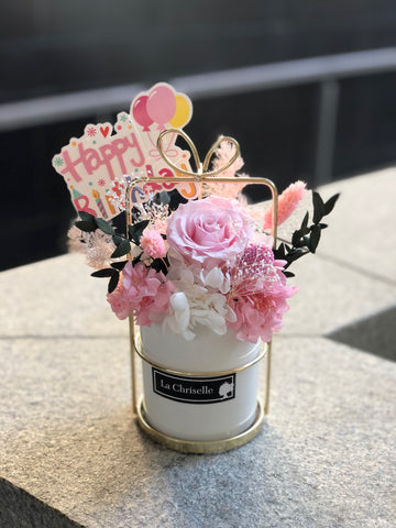 母親節花禮-粉紅色保鮮花 永生花 瓶 Pink  Preserved Roses vase
