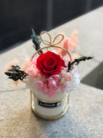 母親節花禮生日花-紅色保鮮花 永生花 瓶 Red Preserved Roses vase