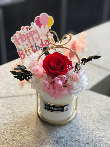 母親節花禮生日花-紅色保鮮花 永生花 瓶 Red Preserved Roses vase