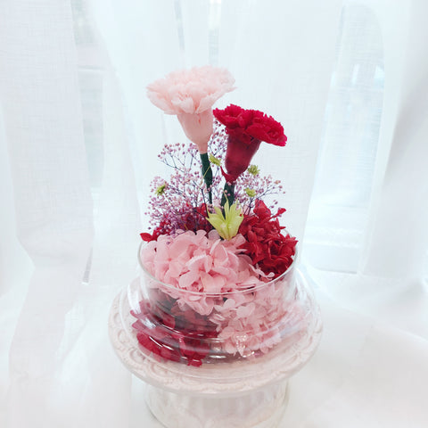 20cm 粉紅大紅母親節康乃馨保鮮花禮 œillet Carnation Preserved Flowers