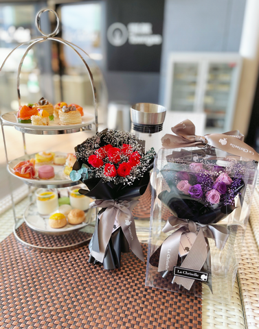 (有現貨)*迷你*版天長地久9枝紅色保鮮玫瑰花永生花束  Le Petit Forever Love Red Preserved Rose Flower Bouquet