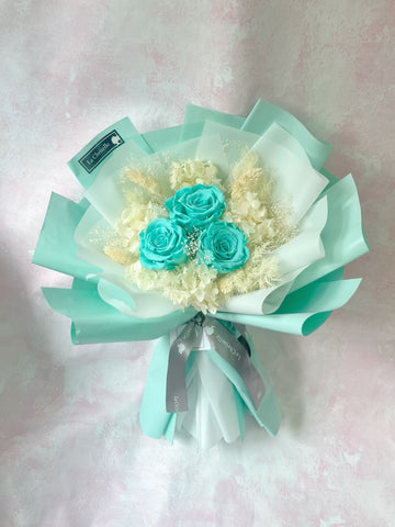 Tiffany Blue 三枝保鮮瑰花束 永生花  Tiffany Blue color Preserved Rose Bouquet